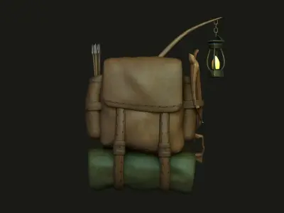 Hunter Backpack - Crossbow Character Costume Low-poly 3D model