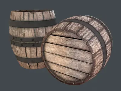 Barrel game-ready props Low-poly 3D model