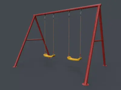 PBR Modular Outdoor Playground Swing Sets A Low-poly 3D model