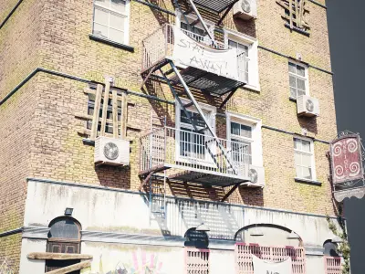 Abandoned building modular kit Low-poly 3D model