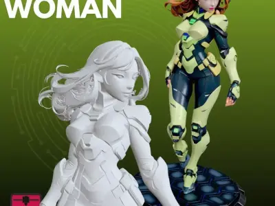 Cyborg Woman STL Futuristic Warrior 3D Model 3D print model