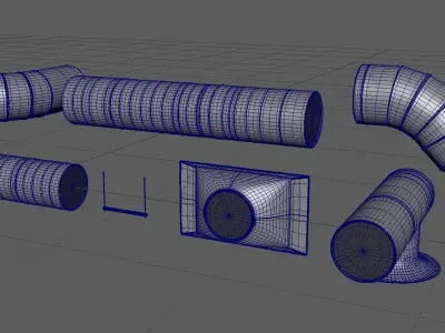 PipeA high-poly model pipes and ducts 3D model
