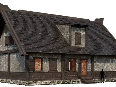 Old Medieval House Building 4K Textures GameReady 93 Low-poly 3D model
