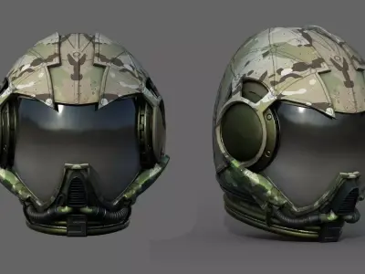 Gas mask helmet 3d model scifi military combat soldier armor  Low-poly 3D model