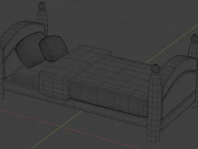 Low poly single bed Free low-poly 3D model