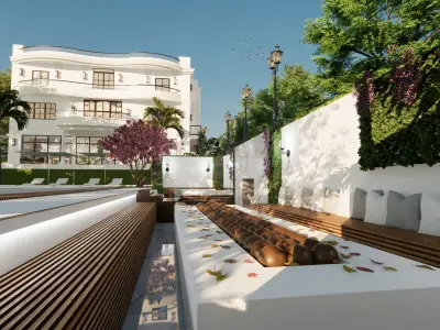 villa house with swimming pool 3D model buy