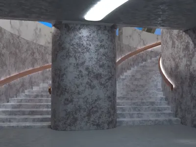 small hexagon dome with an underground entrance 3D model