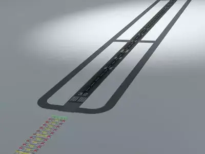 Runway airplane wing with number of lines 3D model