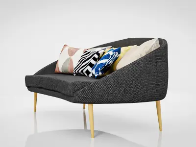 Sofa Willy Black Fabric Free low-poly 3D model