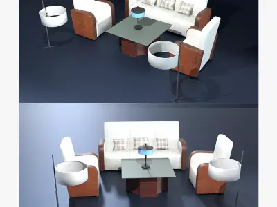 Modern Sofa Set 3D Model 3D model