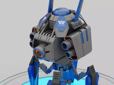 Spy Robot rigged - animated character 3D model