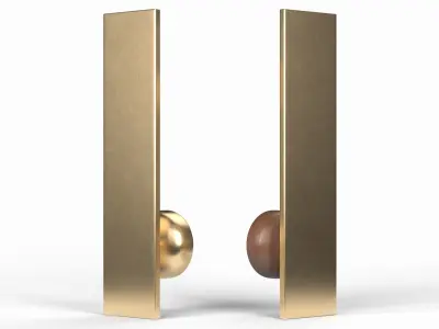 Tumalo Brass with Walnut Knob Exterior Door Hardware 3D model