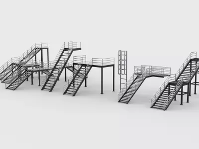 modular industrial stairs set 02  3D model