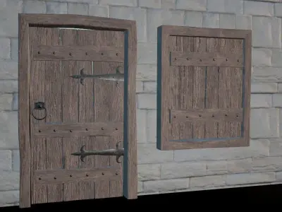 Door and Window Medieval Style Free low-poly 3D model