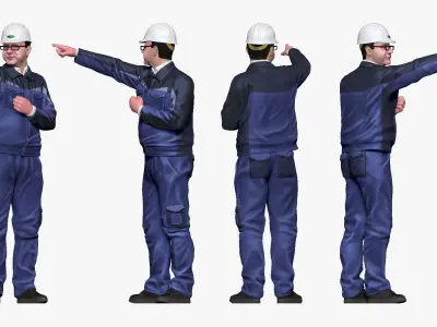 001203 worker man in special uniform in glasses 3D model