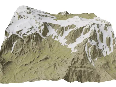 snowy mountains with steep slopes Low-poly 3D model