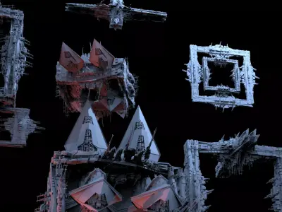 Grand Sci-Fi Cube Structures Kit bash  3D model
