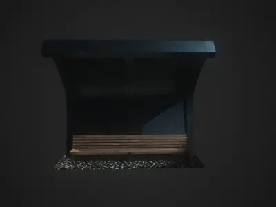  Low-Poly Bus Stop Bench Low-poly 3D model