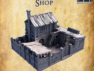 Slum Butcher Shop Tabletop Terrain 28 mm  3D print model