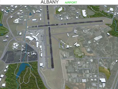Albany Airport 10km Low-poly 3D model
