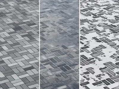 Paving flag with rain and snow and sbsar generator Texture