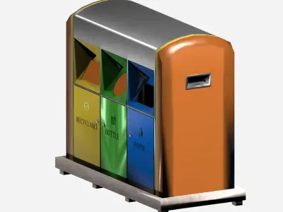 Modern metal colorful outdoor recycling bin Low-poly 3D model