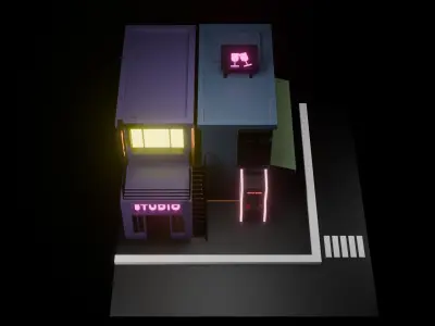 3d isometric scene Low-poly 3D model 3D model