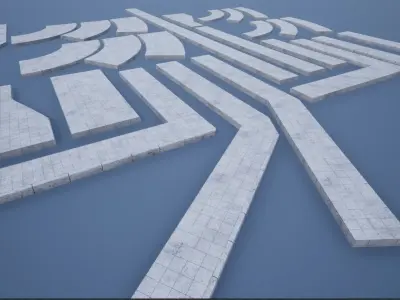 Lowpoly Modular PBR Pavements 2 Low-poly 3D model