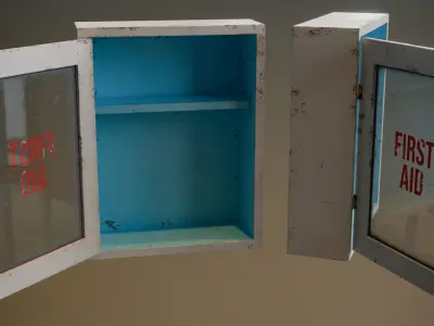 Glass Door First Aid Cabinet Low-poly 3D model