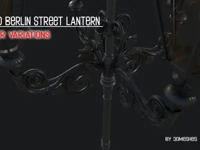 Old Berlin Street Lantern 1 - PBR lowpoly Low-poly 3D model