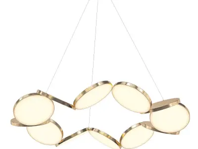 SAMARA gold pendant light with four circles hanging from it 3D model