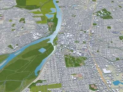 Salem Oregon USA 50km Low-poly 3D model