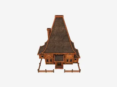 Medieval Building A09 Noble Wood - Scenery Backdrop House Low-poly 3D model