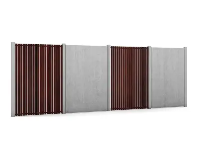 Concrete and Wood Fence 01 3D model