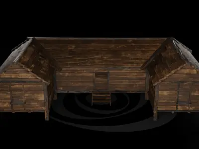 AAA Wooden Enterable Medieval Primal Thatched Cottage Hut 04 R Low-poly 3D model