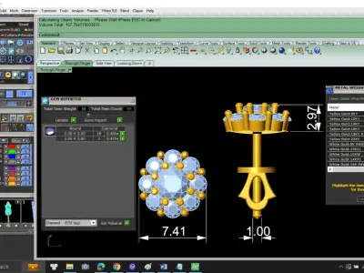 Round Diamond Cluster Stud Earrings Jewelry Model 6013 3D print model