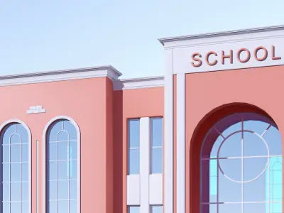 School cartoon Low-poly 3D model
