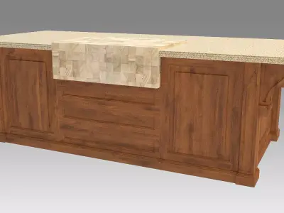 Colonial Kitchen Island 3D model