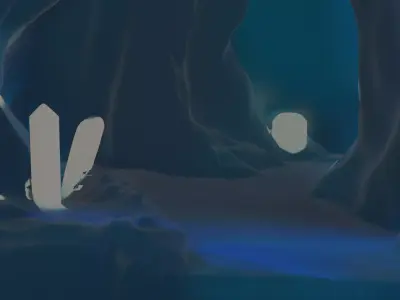 Mystical Crystal Cave 3D Environment  Floating Crystals  Texture