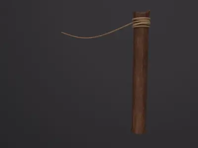 Fence Segment Pole With Rope 3D Model Low-poly 3D model