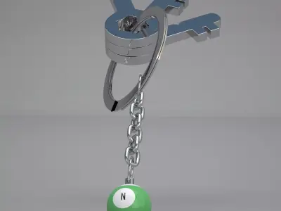 N Snooker Ball with Keychain 3D model