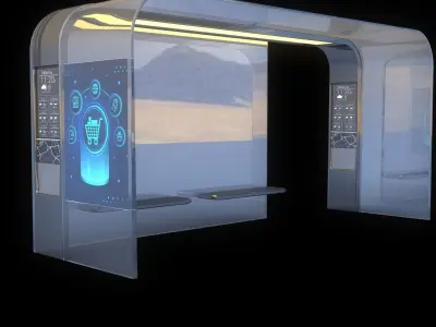 Modern Bus Stop Low-poly 3D model get