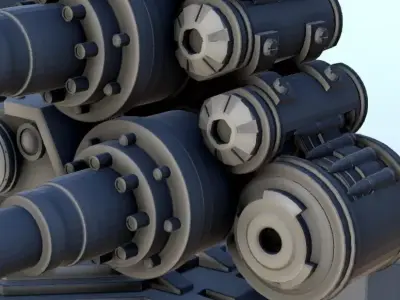 Quadruple barrel turret 1  supported version - Future Sci-Fi SF  3D print model