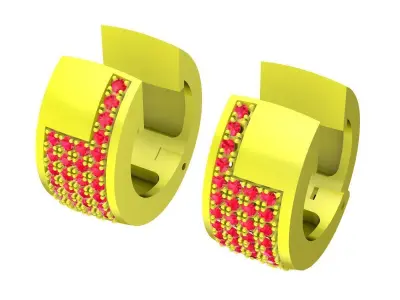 Elegant Pave Diamond Hoop Earrings for Women 5812 3D print model