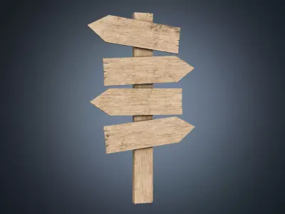 Signboards wooden 02 Low-poly 3D model