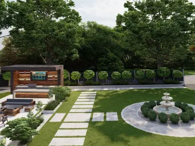 Garden Landscape 3D Model - SketchUp and Lumion Scene 3D model 3D model