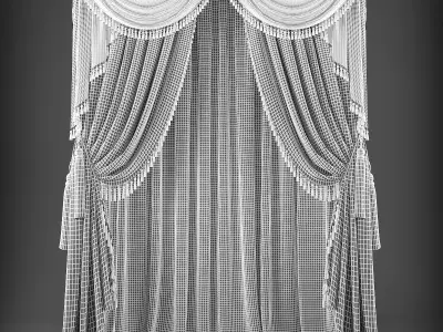 Curtain with tassels Low-poly 3D model 3