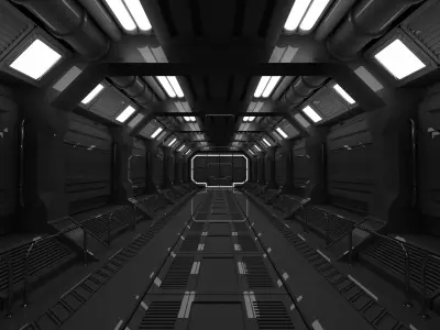 SCI FI INTERIOR SCENE SPACE SHIP CORRIDOR Low-poly 3D model