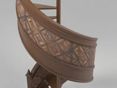 Reclaimed Wooden Panel Spiral Staircase Low-poly 3D model
