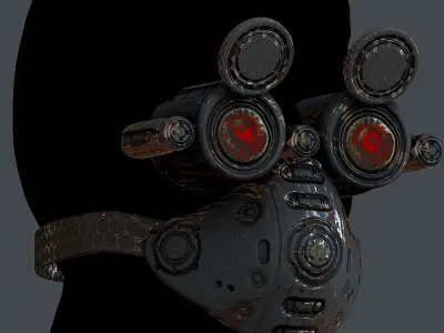 Gas mask helmet 3d model scifi Low-poly Low-poly  Low-poly 3D model 2